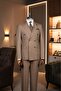 Exclusive Striped Double-Breasted Suit Camel