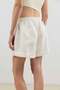 Ecru Modal Blend Striped Women's Shorts with Elastic Waist - 6
