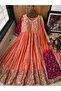 Peach Georgette Sequins Embroidered Anarkali Gown with Dupatta - HRT7761 | Peach - 4