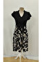 Women's short sleeve v neck top janjan crepe bottom patterned single jersey mini dress - 4