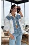 White Hooded Raincoat with Jean Detail - 3