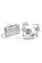 Women's Silvery Wave Textured Ankle-Strap Evening Dress Shoes and Bag Set - 4