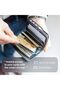 محفظة مصنوعة من الألومنيوم للجنسين، بتصميم أسود عصري، مع خاصية حجب RFID وقفل برمز. - 5