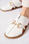 Holer Women's Genuine Leather Slippers with Side Open Buckle, White Skin - 4