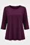 Women's Plum Lace Shoulder Detailed 3/4 Sleeve Comfortable Fit Blouse - 7