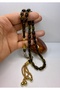 Oil Green Antique Design Tasseled Fire Amber Prayer Beads - 2