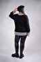 Women's Plus Size Shirt Detailed Sweatshirt Black - 4
