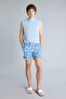 Regular Fit Printed Mesh Lined Short Length Blue Swim Shorts G6944Ax26Hs