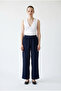 Straight-Leg Comfortable Fit Crepe Trousers - Navy Blue