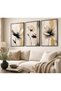 Modern Abstract Floral 3-Piece Painting Set Framed – Black Beige Cream Living Room Wall Decor
