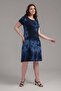 Women's Navy Blue Tie-Dye Painting Plus Size Stretchy Midi Dress - 3