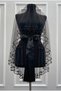 Black Bridal Veil Set, Sparkling Double Row Crystal Stone Decorated, Henna Night Veil Coverlet 6 Pieces - 3