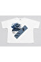 Plus Size Rose Printed Text Detailed Short Sleeve Women's Blouse - 6