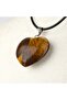 Natural Stone Necklace with Tiger's Eye Heart – Stylish Heart Necklace with Black Cord - 2