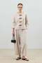 Beige Linen Blend Ornate Button Women's Suit