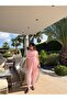 Women's Pink Draped Asymmetrical Blouse and Shalwar Trousers Ravenala Set – Comfortable Fit, Stylish Two-Piece Set 7961 - 8