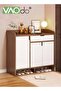Shoe Cabinet with Door and Drawer, Large Capacity Freestanding Shoe Cupboard, Open Countertop Storag