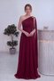 Women's One-Shoulder Cape Brooch Detailed Glittery Long Evening Dress Black, Burgundy, Indigo, Red, Navy Blue, White - 7
