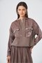 Women's Comfortable Fit Stone Detail Skirt Suit Brown 31360 - 5