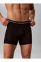 Men's Cotton Slim Fit 3-Piece Black Boxer Briefs with Elastic Waistband - 3