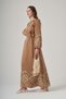 Dress with Ruffle Detail on the Shoulders, Embroidery Detail on the Hem and Sleeves, 2053 Milky Brown - 3