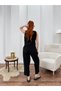 Women's Black Woven Double Set Sleeveless Blouse and Relaxed Cut Pants Set - 4