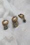 Gold Evil Eye Bead Detailed Dangle Minimalist Women's Earrings - 2