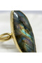 Natural Stone Women's Ring Authentic Jewelry 316L Gold Labrodorite Stone Aura and Creativity Stone Adjustable - 3