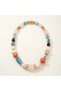Natural Stone Women's Necklace with Colorful Stones and Bodrum Beads Steel Gold Detailed Bohemian Jewelry - 2