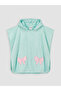 Turquoise cotton baby girl poncho towel - 2