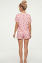 Pink Plaid Heart Patterned Thin Soft Knitted Seasonal Shorts Pajama Set 8045 - 3
