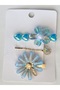Brooch - Set of 3 Blue Flower Brooches - 2