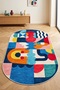 Machine Washable Non-Slip Base Stain-Resistant Colorful Oval Living Room Carpet Kitchen Carpet and Runner