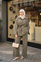 Women's Striped Zipper Suit Khaki Green - 2