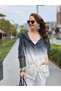 Women's Smoked Ombre Cotton Linen Hooded Long Sleeve Pocketed Mesh Detailed Bohemian Jacket Shirt - 4