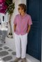 Men's Short Sleeve Muslin Shirt with Apaş Collar, Comfortable Fit, Summer Style, Dusty Rose Ls-18015 - 2