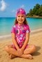 Girl's sea-themed scuba fabric swimsuit set with boning and back zipper, ages 2-8 - 4