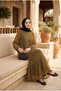 Women's Striped Chiffon Dress with Separate Inner Lining Layered Hijab Dress - 4