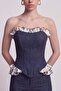Jean Look Ruffle Detailed Corset Venus Bustier Navy Blue - 4