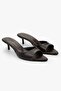 Women's Saint Brown Skin Mini Heeled Slippers
