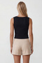 Women's Black U-Neck Strappy Buttoned Blouse Alc-X15539 - 4