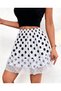 Women's Elastic Waist Lace Detailed Sandy Fabric Polka Dot Mini Skirt Length 45 cm - 4