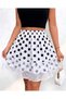 Women's Elastic Waist Lace Detailed Sandy Fabric Polka Dot Mini Skirt Length 45 cm - 2