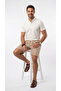 Men's Beige Linen Muslin Shorts Lightweight Casual Thin Fabric with Back Pockets - 2