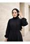 Bat Sleeve Elastic Waist Dress-Black - 2