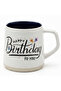 White Ceramic Mug | Happy Birthday Print | Navy Blue Interior | 400 ml