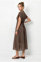 Women's Mink V-Neck Lined Midi Dress with Elastic Back and Pocket Detail 5208 60286307 - 5
