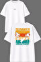 Summer Tropical Design Front and Back Printed White Oversize T-Shirt