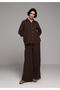Regular Fit High Waist Wide Leg Women's Brown Trousers