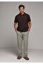 Regular Fit Mid Waist Straight Leg Men's Green Trousers - 3